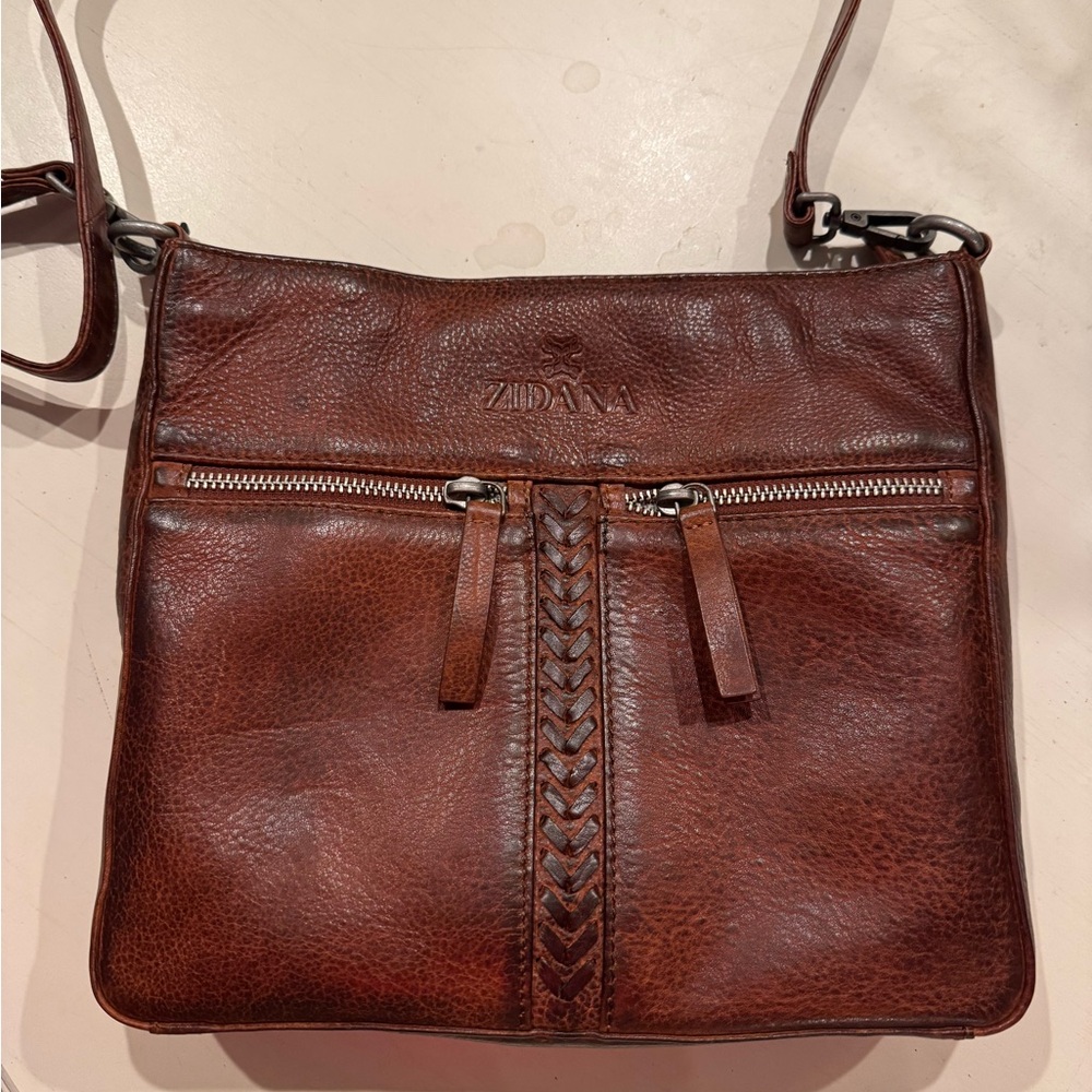 Brown Hand Carved Leather Bag